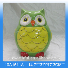 Kitchen ornaments ceramic storage jar in owl shape